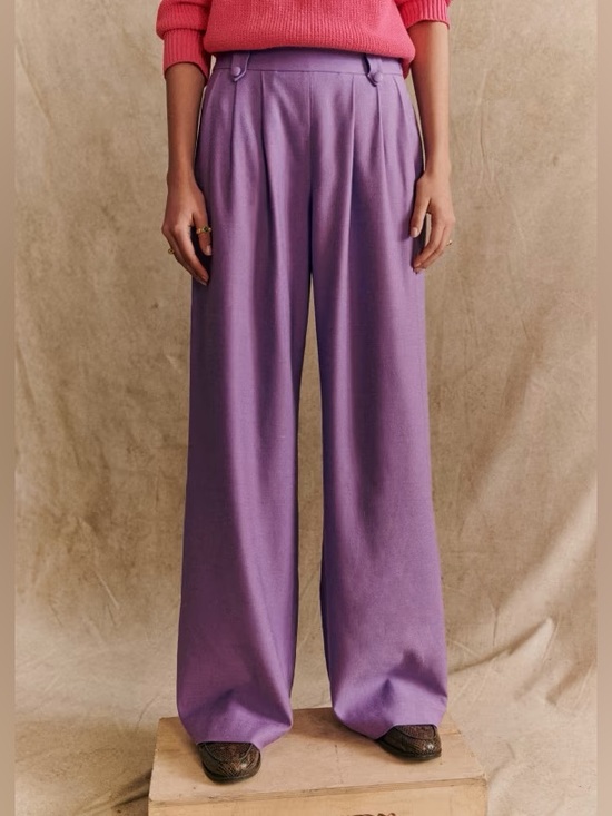 Sezane Pants - Sezane Loulou Lavender Wide-Leg Trousers